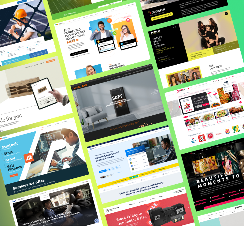 Selection of client website designs delivered by Nexovah
